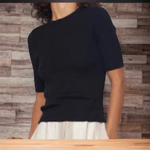 Premise Studio Women's Black 3/4 Sleeve Crew Neck Rayon Blend Sweater EUC! - Picture 1 of 8